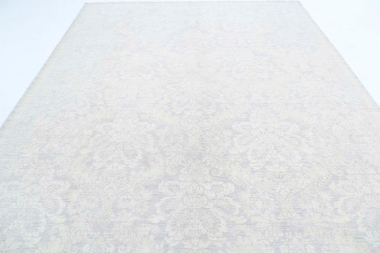 Traditional Hand Knotted Serenity Tabriz Wool Rug of Size 9'0'' X 11'5'' in Grey and Ivory Colors - Made in Afghanistan