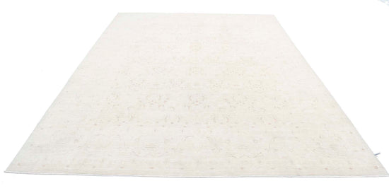 Traditional Hand Knotted Serenity Tabriz Wool Rug of Size 8'7'' X 11'8'' in Ivory and Ivory Colors - Made in Afghanistan