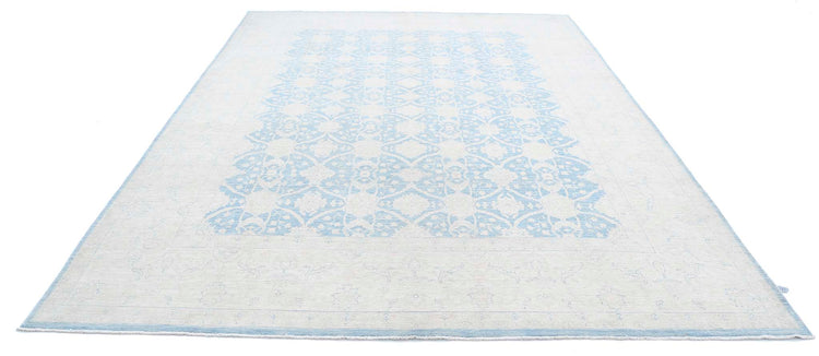 Traditional Hand Knotted Serenity Tabriz Wool Rug of Size 8'10'' X 12'0'' in Blue and Ivory Colors - Made in Afghanistan