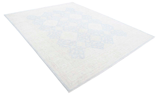 Traditional Hand Knotted Serenity Tabriz Wool Rug of Size 8'0'' X 10'0'' in Grey and Ivory Colors - Made in Afghanistan