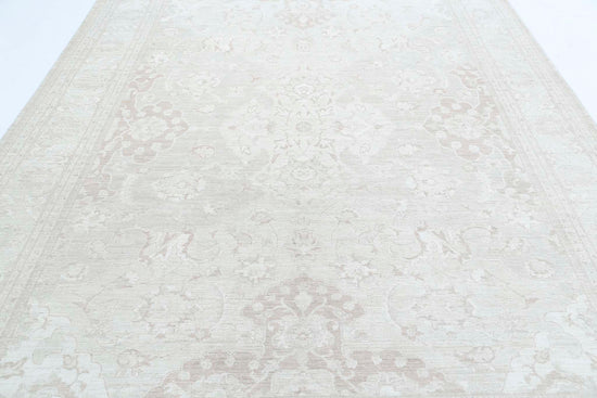 Traditional Hand Knotted Serenity Tabriz Wool Rug of Size 8'10'' X 11'8'' in Ivory and Ivory Colors - Made in Afghanistan
