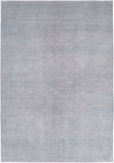 Transitional Hand Knotted Overdyed Tabriz Wool Rug of Size 6'1'' X 8'8'' in Grey and  Colors - Made in Afghanistan