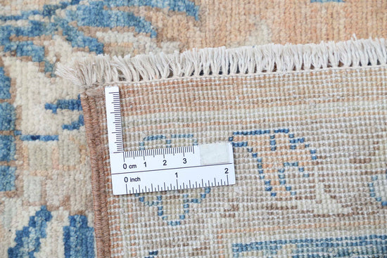 Traditional Hand Knotted Serenity Tabriz Wool Rug of Size 7'8'' X 9'5'' in Peach and Blue Colors - Made in Afghanistan