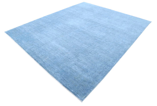 Transitional Hand Knotted Overdyed Tabriz Wool Rug of Size 8'0'' X 9'8'' in Blue and  Colors - Made in Afghanistan