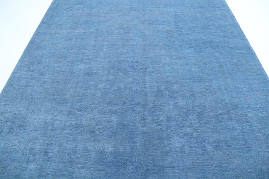 Transitional Hand Knotted Overdyed Tabriz Wool Rug of Size 8'0'' X 9'8'' in Blue and  Colors - Made in Afghanistan