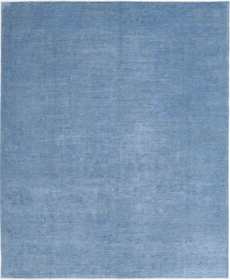 Transitional Hand Knotted Overdyed Tabriz Wool Rug of Size 8'0'' X 9'8'' in Blue and  Colors - Made in Afghanistan