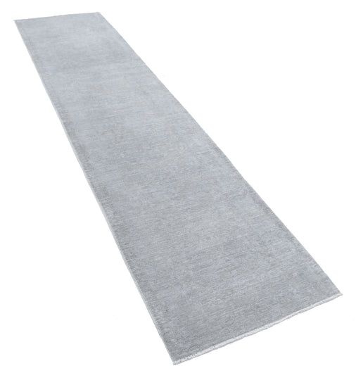Transitional Hand Knotted Overdyed Tabriz Wool Rug of Size 2'5'' X 10'0'' in Grey and Grey Colors - Made in Afghanistan
