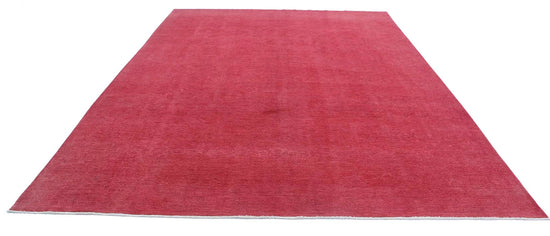 Transitional Hand Knotted Overdyed Tabriz Wool Rug of Size 9'8'' X 12'6'' in Red and  Colors - Made in Afghanistan
