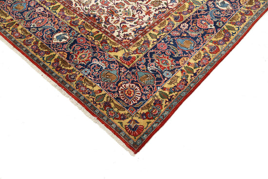 Persian Hand Knotted Tabriz Tabriz Wool Rug of Size 10'8'' X 14'10'' in Ivory and Blue Colors - Made in Iran