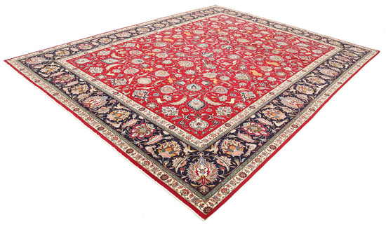 Persian Hand Knotted Tabriz Tabriz Wool Rug of Size 9'9'' X 12'4'' in Burgundy and Blue Colors - Made in Iran