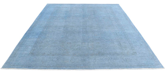 Transitional Hand Knotted Overdyed Tabriz Wool Rug of Size 8'1'' X 10'2'' in Blue and  Colors - Made in Afghanistan