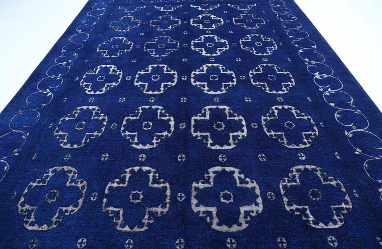 Transitional Hand Knotted Onyx Tabriz Wool Rug of Size 9'8'' X 13'9'' in Blue and Blue Colors - Made in Afghanistan