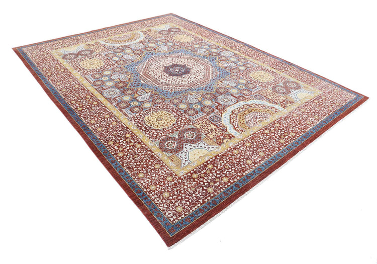 Traditional Hand Knotted Mamluk Tabriz Wool Rug of Size 8'0'' X 10'2'' in Red and Gold Colors - Made in Afghanistan