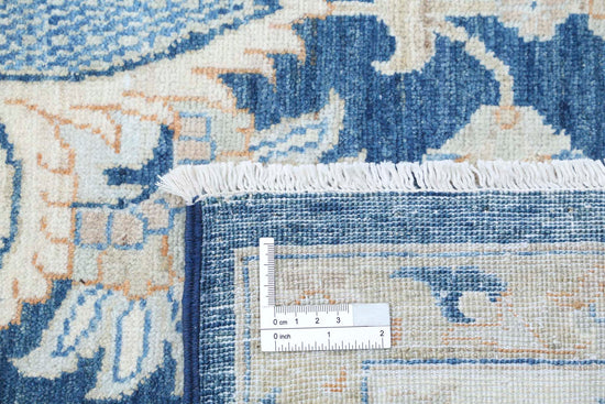 Traditional Hand Knotted Ziegler Tabriz Wool Rug of Size 8'8'' X 11'3'' in Blue and Ivory Colors - Made in Afghanistan