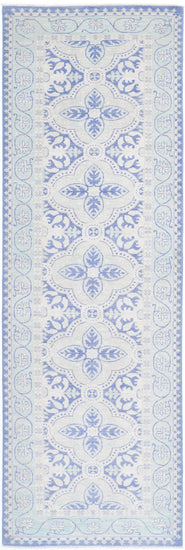 Traditional Hand Knotted Serenity Tabriz Wool Rug of Size 3'0'' X 9'11'' in Blue and Teal Colors - Made in Afghanistan