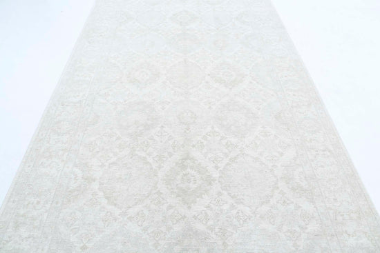 Traditional Hand Knotted Serenity Tabriz Wool Rug of Size 6'1'' X 10'11'' in Ivory and Grey Colors - Made in Afghanistan