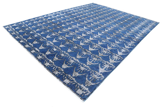 Transitional Hand Knotted Onyx Tabriz Wool Rug of Size 9'7'' X 13'0'' in Blue and  Colors - Made in Afghanistan