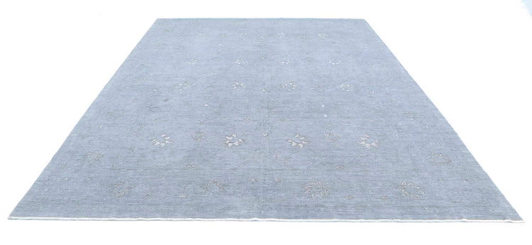 Transitional Hand Knotted Onyx Tabriz Wool Rug of Size 8'11'' X 11'9'' in Grey and Grey Colors - Made in Afghanistan