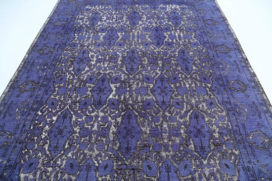 Transitional Hand Knotted Onyx Tabriz Wool Rug of Size 7'10'' X 10'4'' in Purple and Purple Colors - Made in Afghanistan