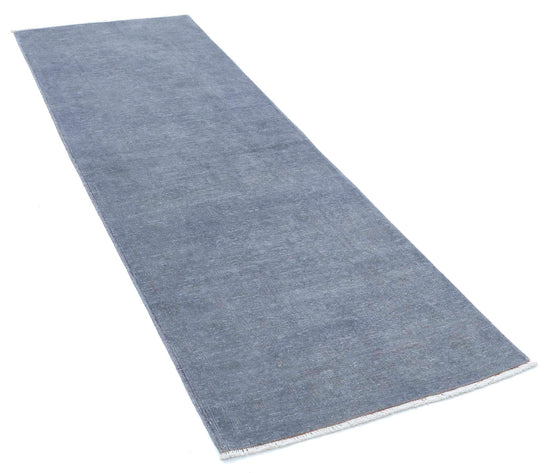 Transitional Hand Knotted Overdyed Tabriz Wool Rug of Size 2'8'' X 8'3'' in Grey and Grey Colors - Made in Afghanistan