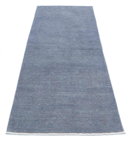 Transitional Hand Knotted Overdyed Tabriz Wool Rug of Size 2'8'' X 8'3'' in Grey and Grey Colors - Made in Afghanistan