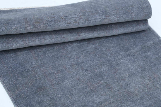 Transitional Hand Knotted Overdyed Tabriz Wool Rug of Size 2'8'' X 8'3'' in Grey and Grey Colors - Made in Afghanistan