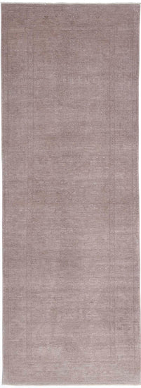 Transitional Hand Knotted Overdyed Tabriz Wool Rug of Size 3'1'' X 9'10'' in Taupe and Taupe Colors - Made in Afghanistan