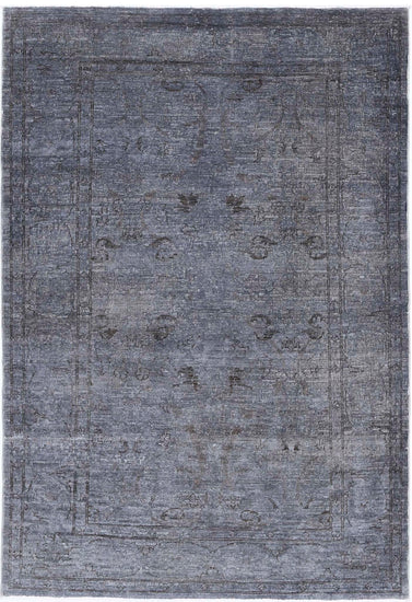 Transitional Hand Knotted Overdyed Tabriz Wool Rug of Size 3'11'' X 5'8'' in Grey and Grey Colors - Made in Afghanistan