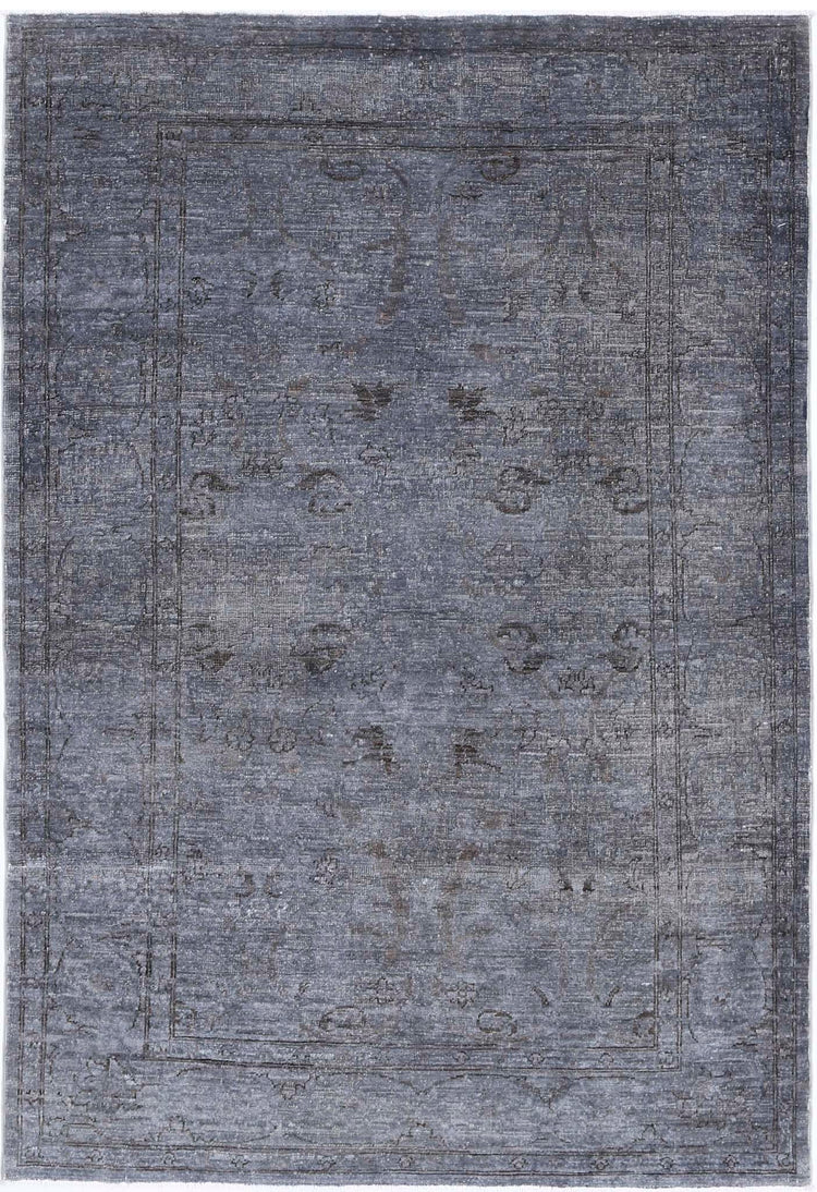 Transitional Hand Knotted Overdyed Tabriz Wool Rug of Size 3'11'' X 5'8'' in Grey and Grey Colors - Made in Afghanistan