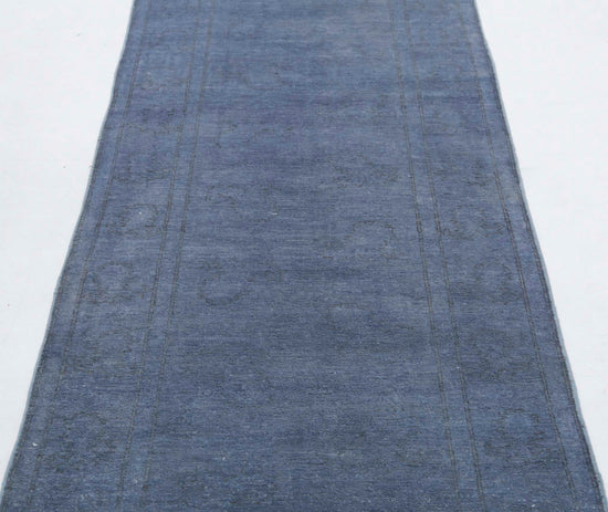 Transitional Hand Knotted Overdyed Tabriz Wool Rug of Size 2'9'' X 10'2'' in Grey and Grey Colors - Made in Afghanistan