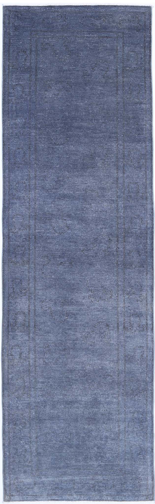 Transitional Hand Knotted Overdyed Tabriz Wool Rug of Size 2'9'' X 10'2'' in Grey and Grey Colors - Made in Afghanistan