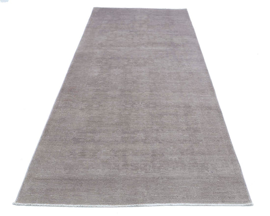 Transitional Hand Knotted Overdyed Tabriz Wool Rug of Size 4'0'' X 10'10'' in Grey and Grey Colors - Made in Afghanistan