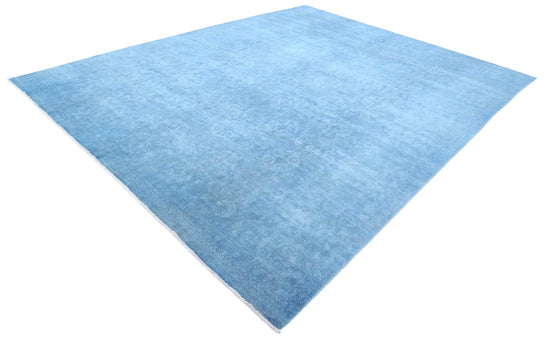 Transitional Hand Knotted Overdyed Tabriz Wool Rug of Size 9'10'' X 12'7'' in Blue and Blue Colors - Made in Afghanistan