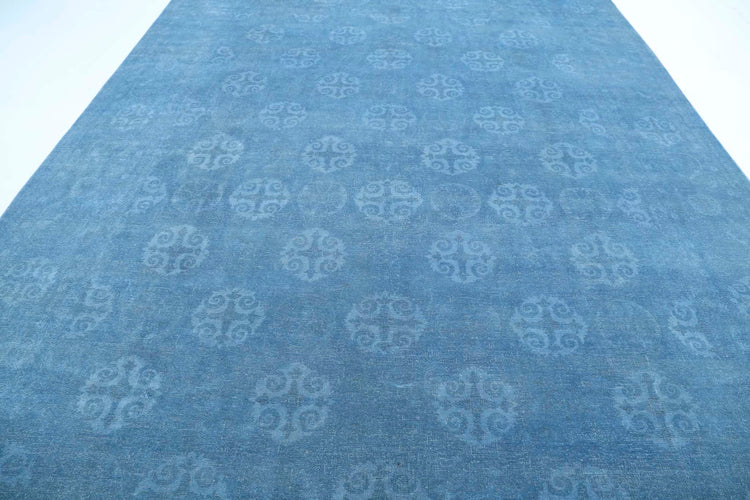 Transitional Hand Knotted Overdyed Tabriz Wool Rug of Size 9'10'' X 12'7'' in Blue and Blue Colors - Made in Afghanistan