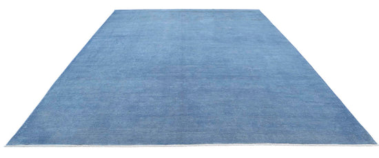 Transitional Hand Knotted Overdyed Tabriz Wool Rug of Size 9'11'' X 13'6'' in Blue and Blue Colors - Made in Afghanistan