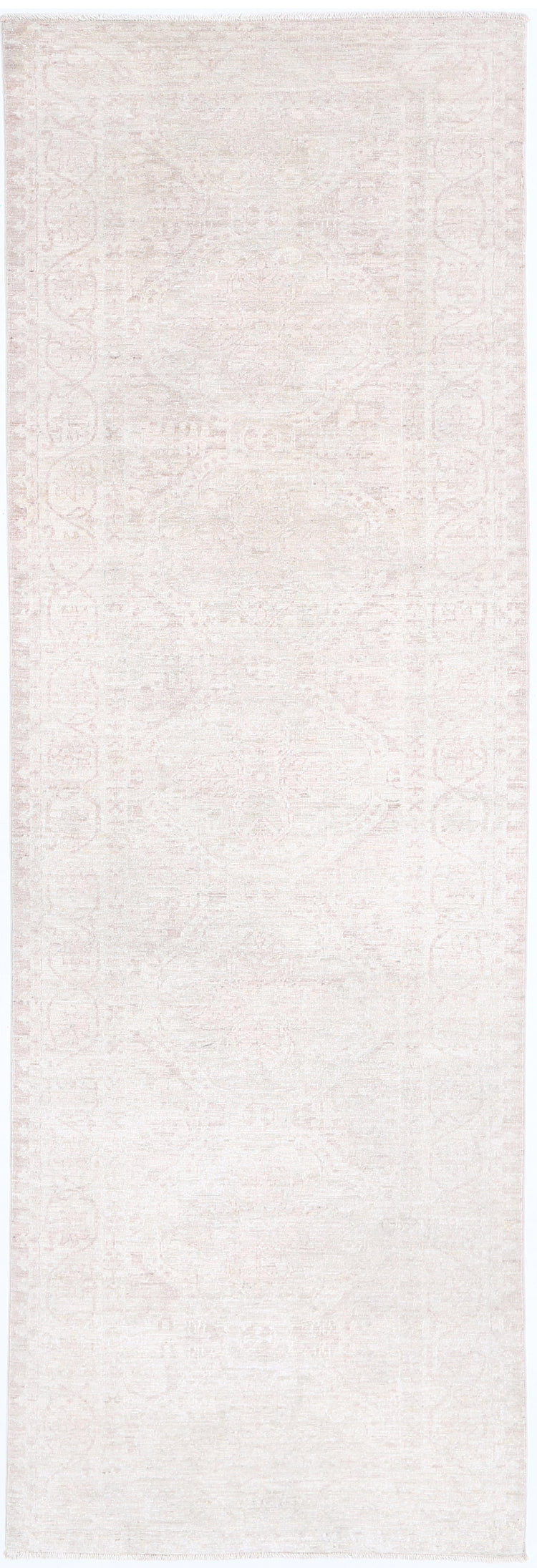 Traditional Hand Knotted Serenity Tabriz Wool Rug of Size 2'10'' X 9'6'' in Beige and Taupe Colors - Made in Afghanistan