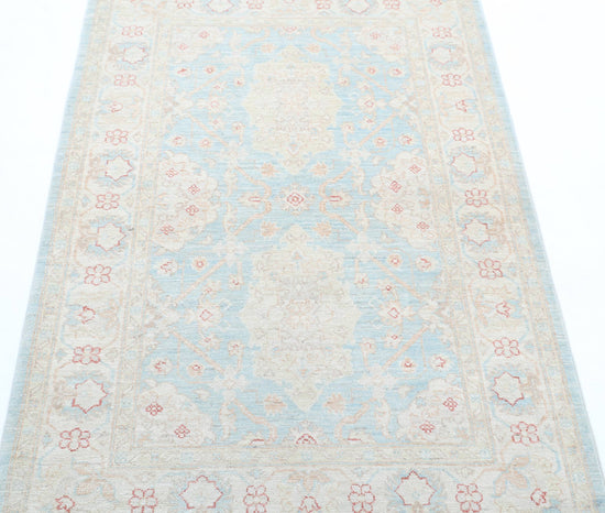 Traditional Hand Knotted Serenity Tabriz Wool Rug of Size 3'2'' X 4'9'' in Blue and Ivory Colors - Made in Afghanistan