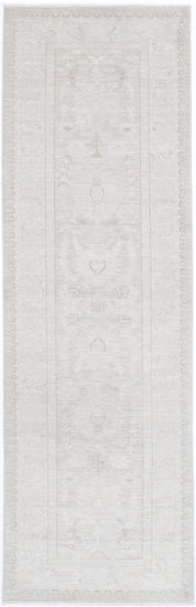 Traditional Hand Knotted Serenity Tabriz Wool Rug of Size 2'6'' X 8'10'' in Ivory and Taupe Colors - Made in Afghanistan