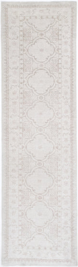 Traditional Hand Knotted Serenity Tabriz Wool Rug of Size 2'10'' X 10'10'' in Ivory and Taupe Colors - Made in Afghanistan