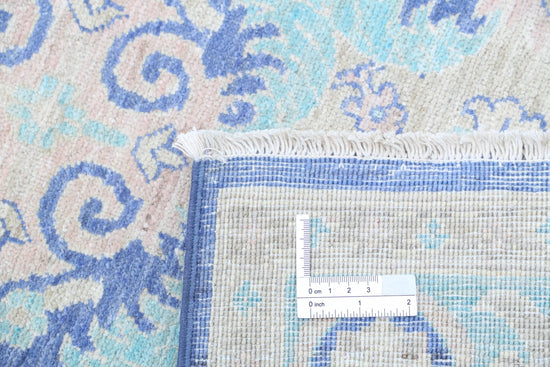 Traditional Hand Knotted Serenity Tabriz Wool Rug of Size 2'7'' X 9'6'' in Blue and Teal Colors - Made in Afghanistan