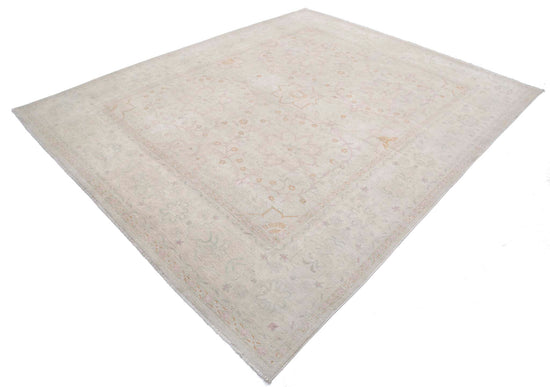 Traditional Hand Knotted Serenity Tabriz Wool Rug of Size 7'11'' X 9'9'' in Ivory and Ivory Colors - Made in Afghanistan