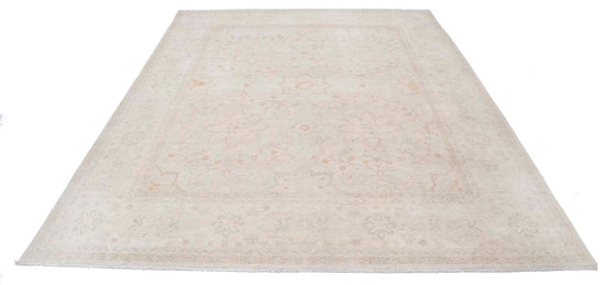 Traditional Hand Knotted Serenity Tabriz Wool Rug of Size 7'11'' X 9'9'' in Ivory and Ivory Colors - Made in Afghanistan