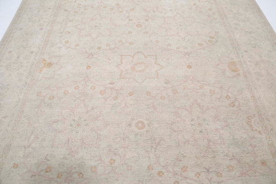 Traditional Hand Knotted Serenity Tabriz Wool Rug of Size 7'11'' X 9'9'' in Ivory and Ivory Colors - Made in Afghanistan