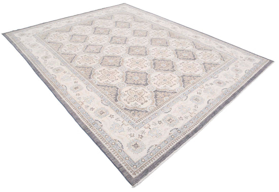 Traditional Hand Knotted Serenity Tabriz Wool Rug of Size 8'3'' X 10'4'' in Grey and Ivory Colors - Made in Afghanistan