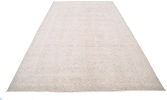 Traditional Hand Knotted Serenity Tabriz Wool Rug of Size 6'10'' X 10'11'' in Grey and Ivory Colors - Made in Afghanistan