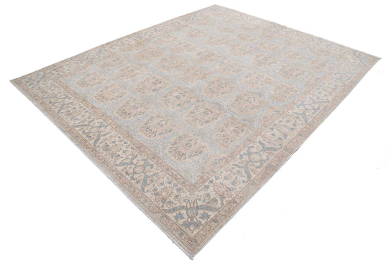 Traditional Hand Knotted Serenity Tabriz Wool Rug of Size 7'7'' X 9'5'' in Blue and Ivory Colors - Made in Afghanistan