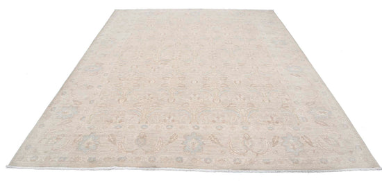 Traditional Hand Knotted Serenity Tabriz Wool Rug of Size 8'3'' X 10'1'' in Gold and Ivory Colors - Made in Afghanistan