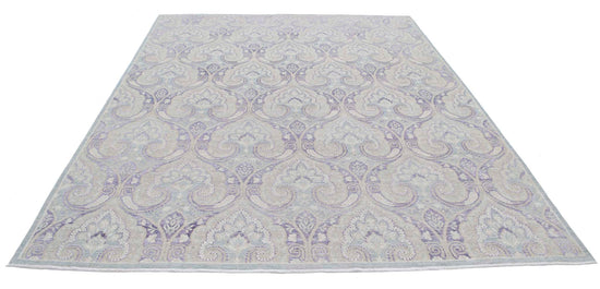 Transitional Hand Knotted Artemix Tabriz Wool Rug of Size 7'10'' X 9'10'' in Grey and Purple Colors - Made in Afghanistan