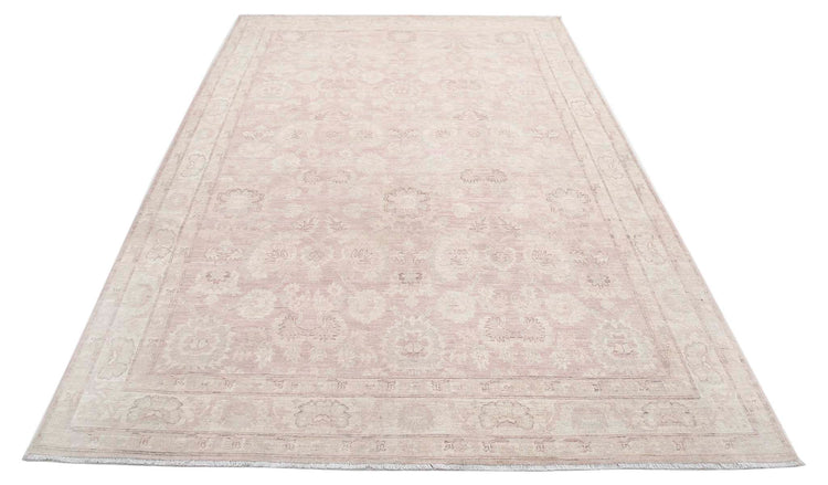 Traditional Hand Knotted Serenity Tabriz Wool Rug of Size 6'0'' X 8'10'' in Brown and Ivory Colors - Made in Afghanistan