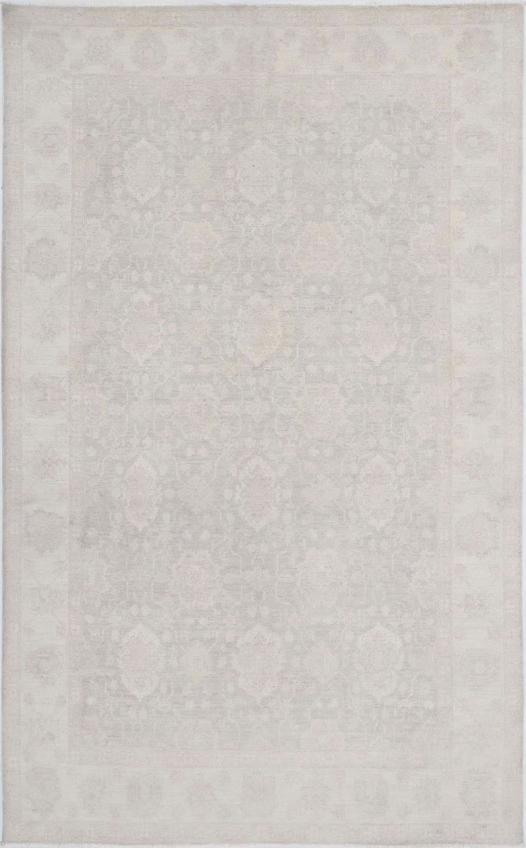 Traditional Hand Knotted Serenity Tabriz Wool Rug of Size 5'11'' X 9'11'' in Brown and Ivory Colors - Made in Afghanistan
